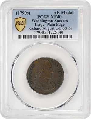 image for: Undated (ca. 1793) Washington Success Medal. Large Size. Musante GW-41, Baker-265A, DeWitt-GW 1792-1a, W-10905. First Die. Brass. Plain Edge. EF-40 (PCGS).
