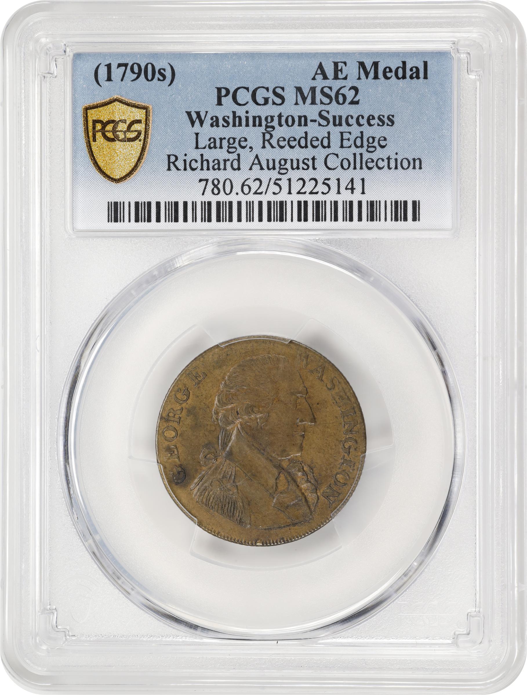 image for: Undated (ca. 1793) Washington Success Medal. Large Size. Musante GW-42, Baker-266, W-10915. Second Die. Brass. Reeded Edge. MS-62 (PCGS).