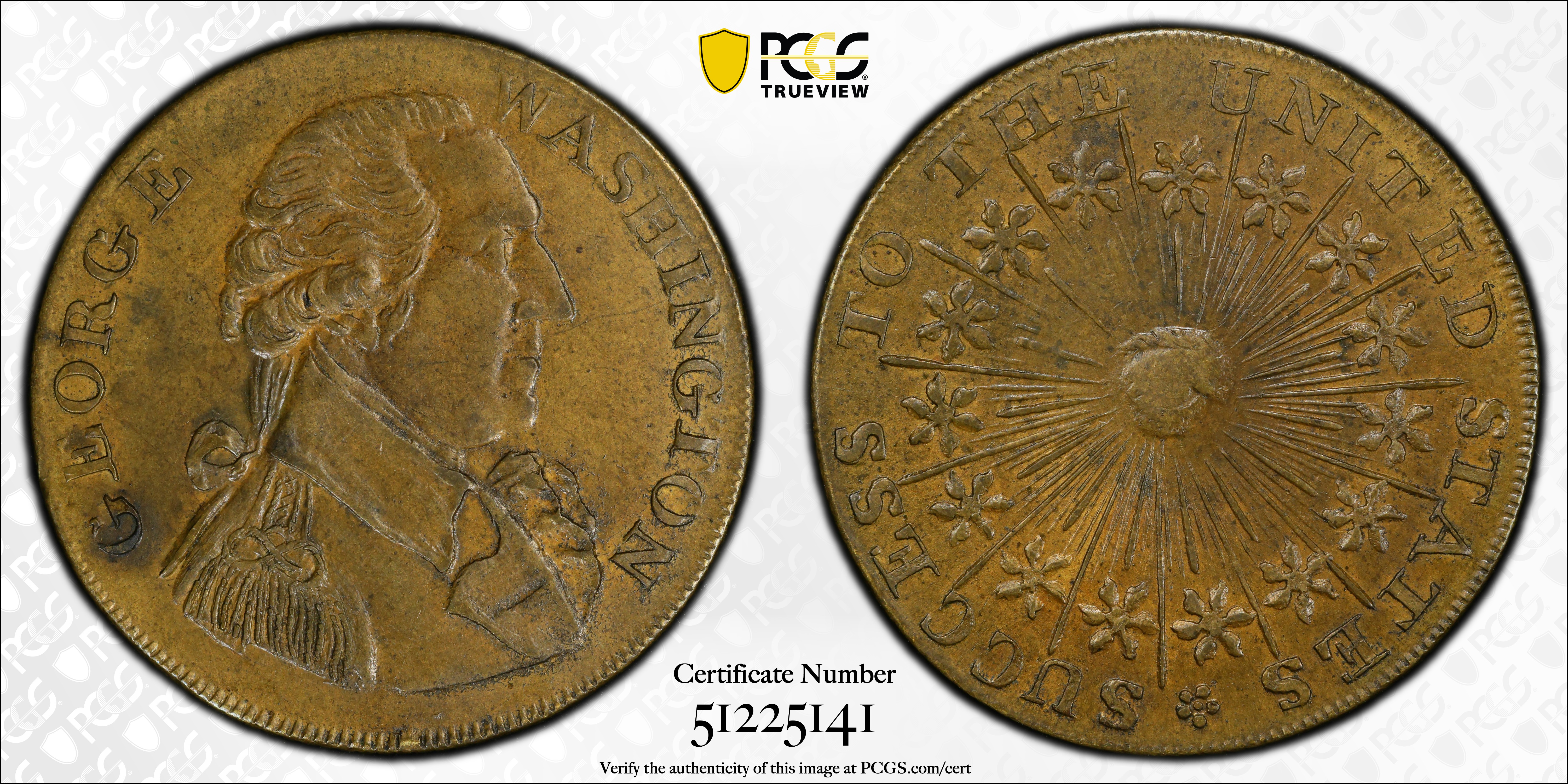 image for: Undated (ca. 1793) Washington Success Medal. Large Size. Musante GW-42, Baker-266, W-10915. Second Die. Brass. Reeded Edge. MS-62 (PCGS).
