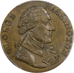 image for: Undated (ca. 1793) Washington Success Medal. Large Size. Musante GW-43, Baker-265, var., W-Unlisted. Third Die. Brass. Plain Edge. AU-58 (PCGS). CAC.