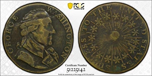 image for: Undated (ca. 1793) Washington Success Medal. Large Size. Musante GW-43, Baker-265, var., W-Unlisted. Third Die. Brass. Plain Edge. EF-40 (PCGS).