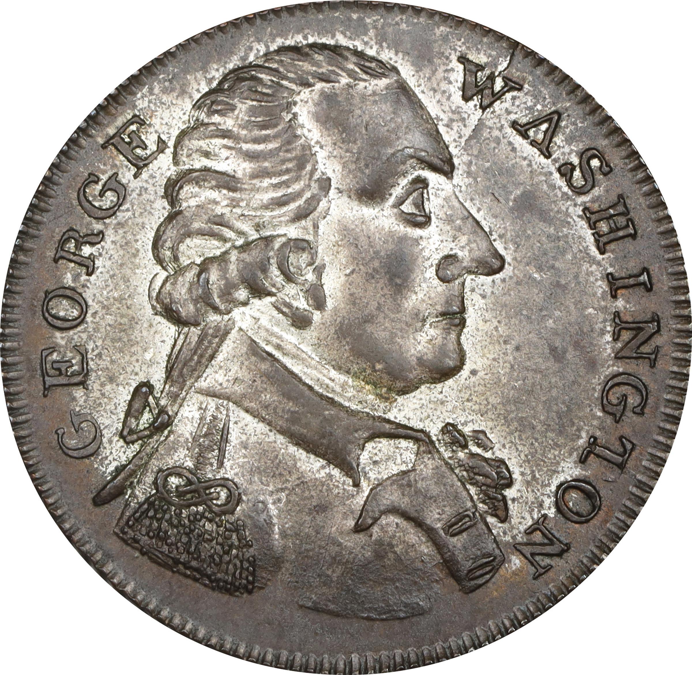 image for: Undated (ca. 1793) Washington Success Medal. Small Size. Musante GW-44, Baker-267B, W-10875. Brass, Tinned. Reeded Edge. MS-63 (PCGS).
