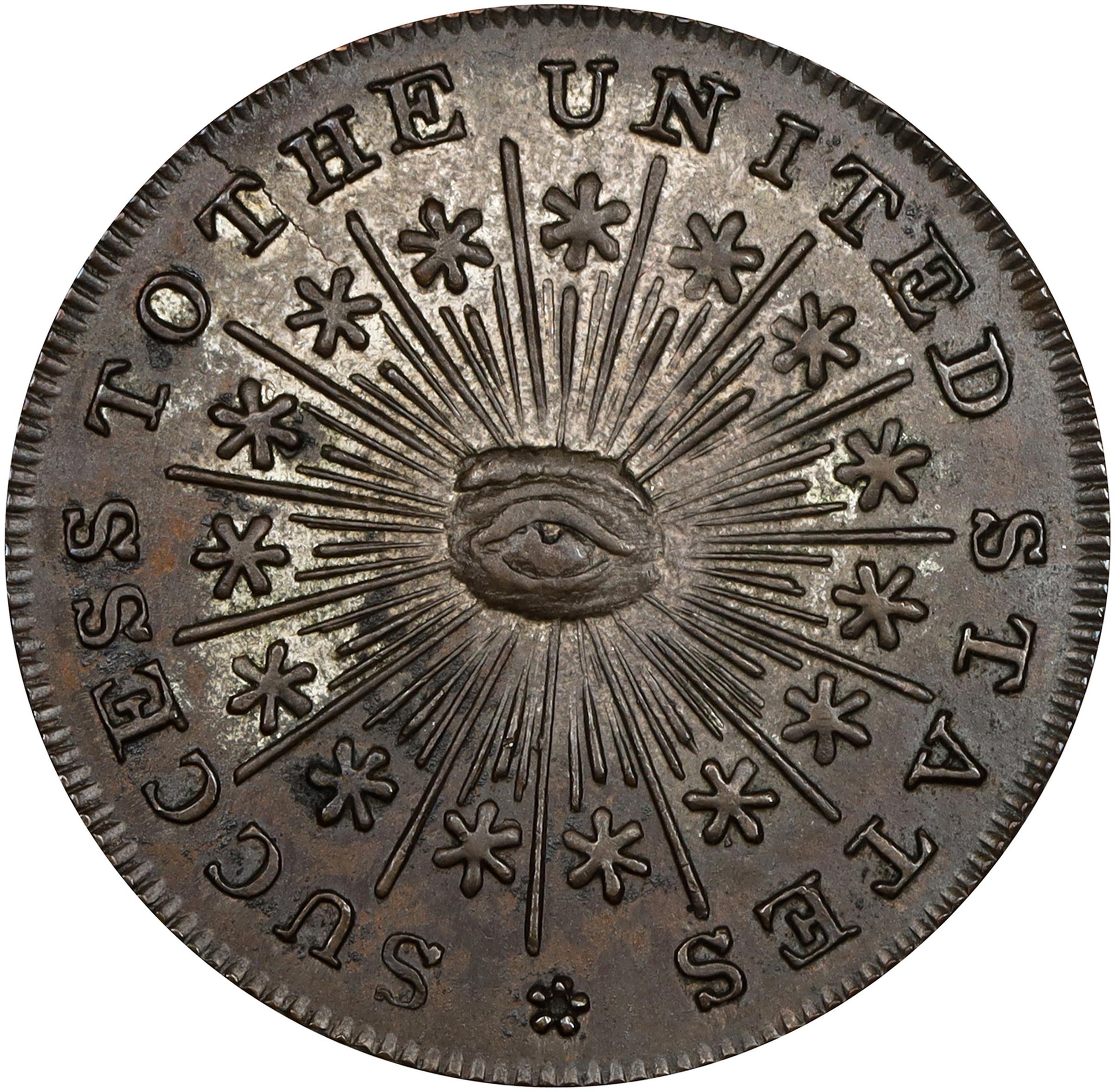 image for: Undated (ca. 1793) Washington Success Medal. Small Size. Musante GW-44, Baker-267B, W-10875. Brass, Tinned. Reeded Edge. MS-63 (PCGS).