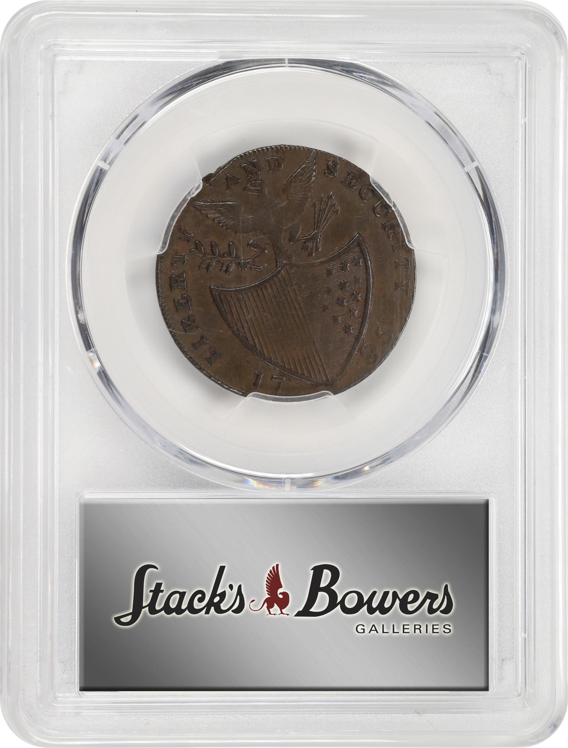 image for: 1795 Washington Liberty and Security Halfpenny. Musante GW-48, Baker-31B, W-11010. Copper. BIRMINGHAM Edge. AU-55 (PCGS).