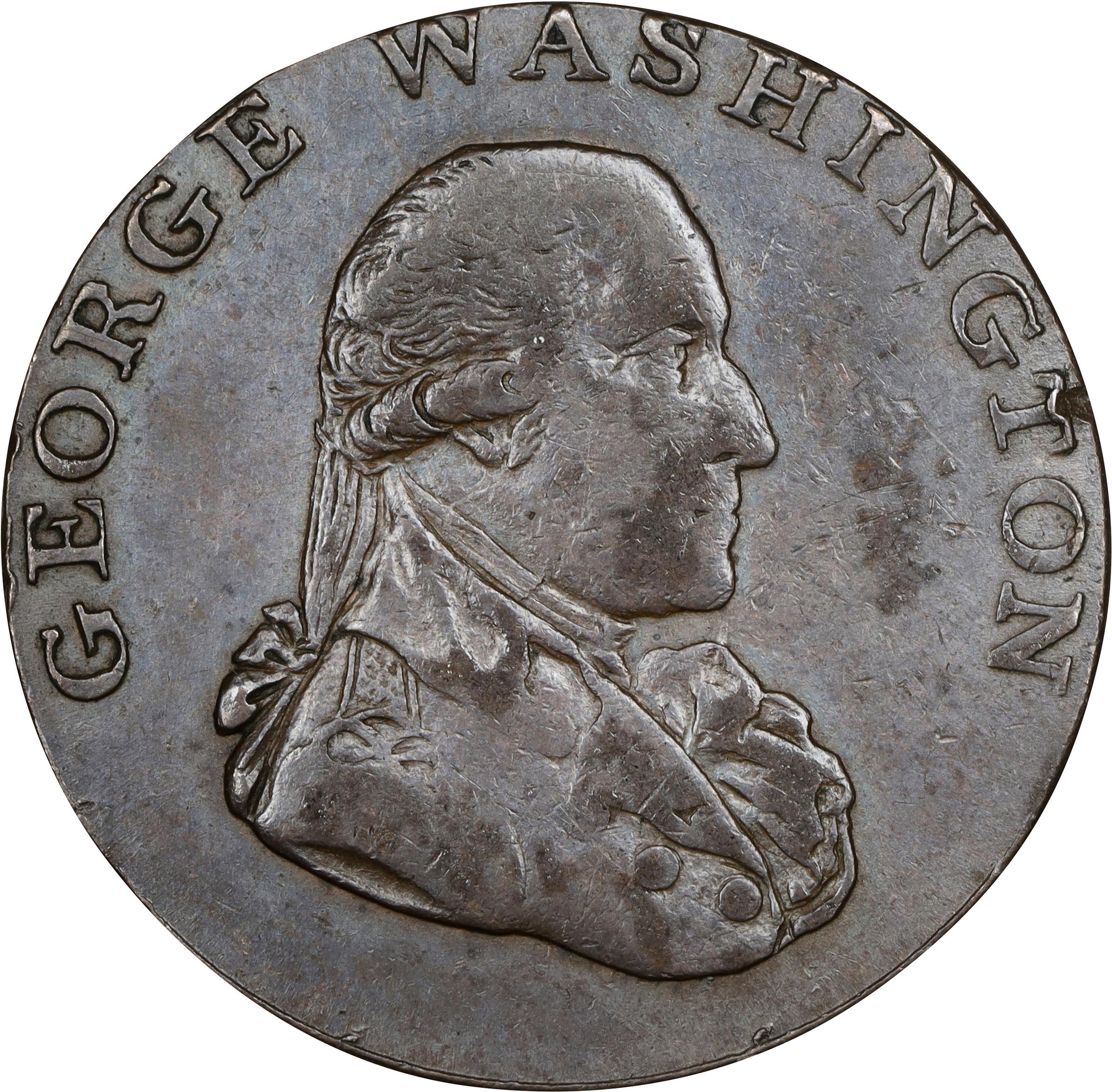 image for: 1795 Washington Liberty and Security Halfpenny. Musante GW-48, Baker-31C, W-11000. Copper. Plain Edge. AU-53 (PCGS).