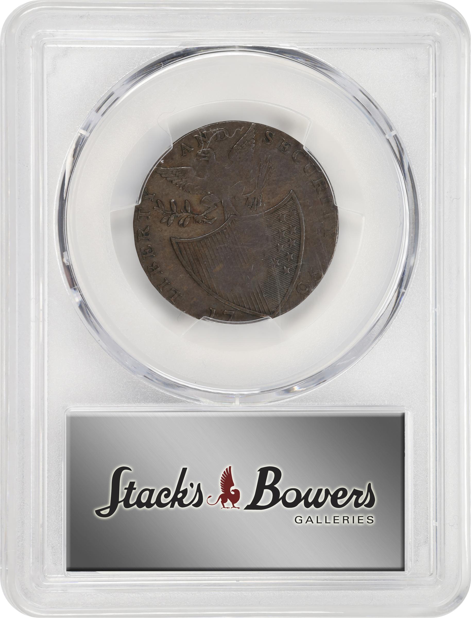 image for: 1795 Washington Liberty and Security Halfpenny. Musante GW-48, Baker-31C, W-11000. Copper. Plain Edge. AU-53 (PCGS).