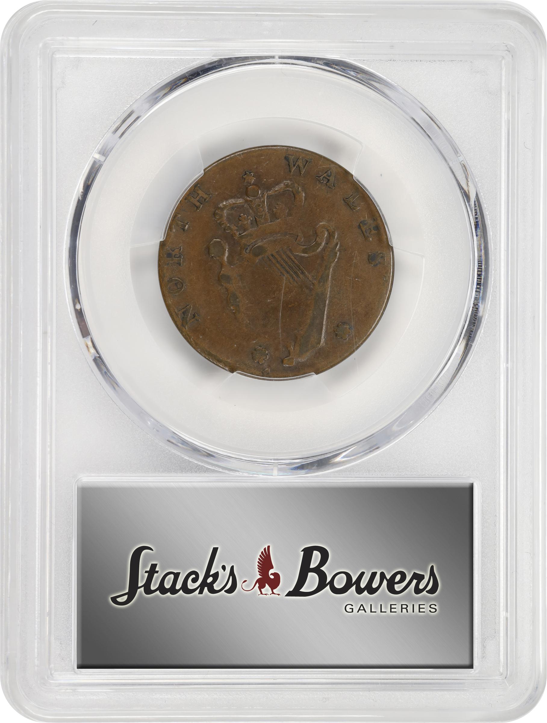 image for: Undated (1795) Washington North Wales Halfpenny. Musante GW-51, Baker-34, W-11150. Two Stars. Copper. Plain Edge. AU-53 (PCGS).