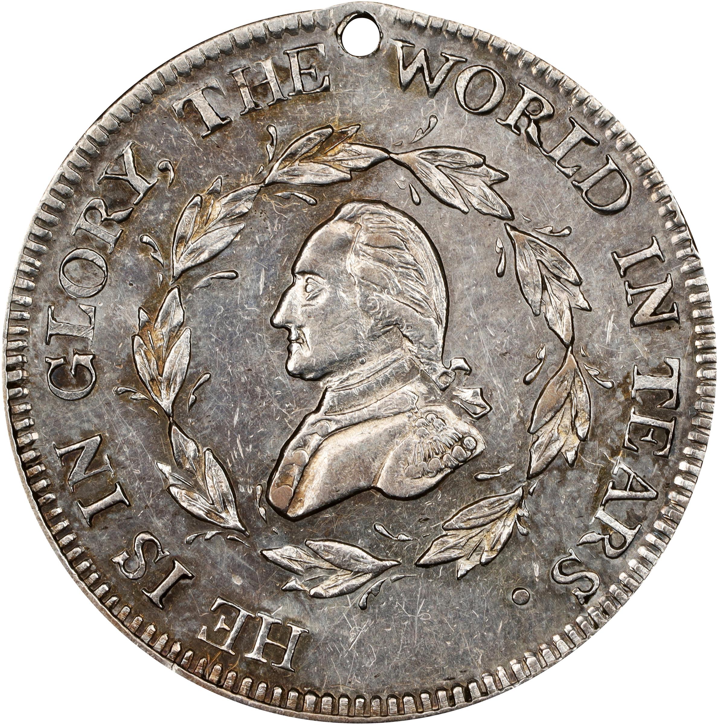 image for: "1799" (ca. 1800) Washington Funeral Urn Medal. Musante GW-70, Baker-166A, Fuld Dies 1-B. Silver. AU-55 (PCGS).