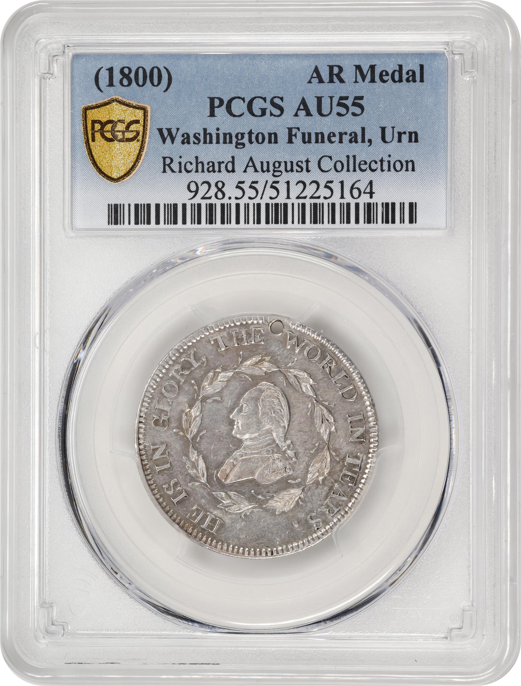 image for: "1799" (ca. 1800) Washington Funeral Urn Medal. Musante GW-70, Baker-166A, Fuld Dies 1-B. Silver. AU-55 (PCGS).