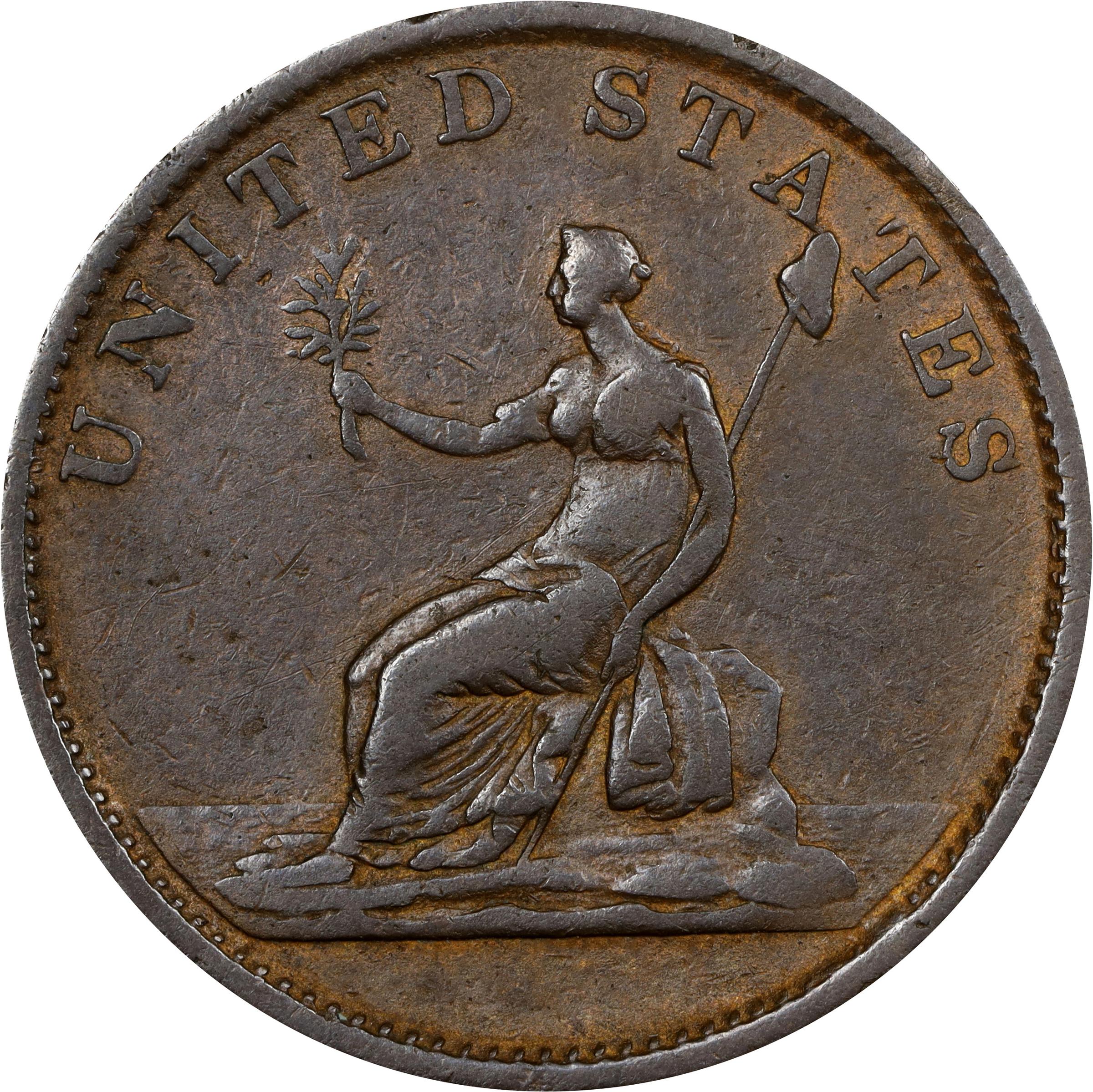 image for: "1783" (ca. 1820) Washington Draped Bust Copper. Musante GW-106, Vlack 13-J, Baker-2, W-10300. No Button. Copper. Plain Edge. EF-45 (PCGS).