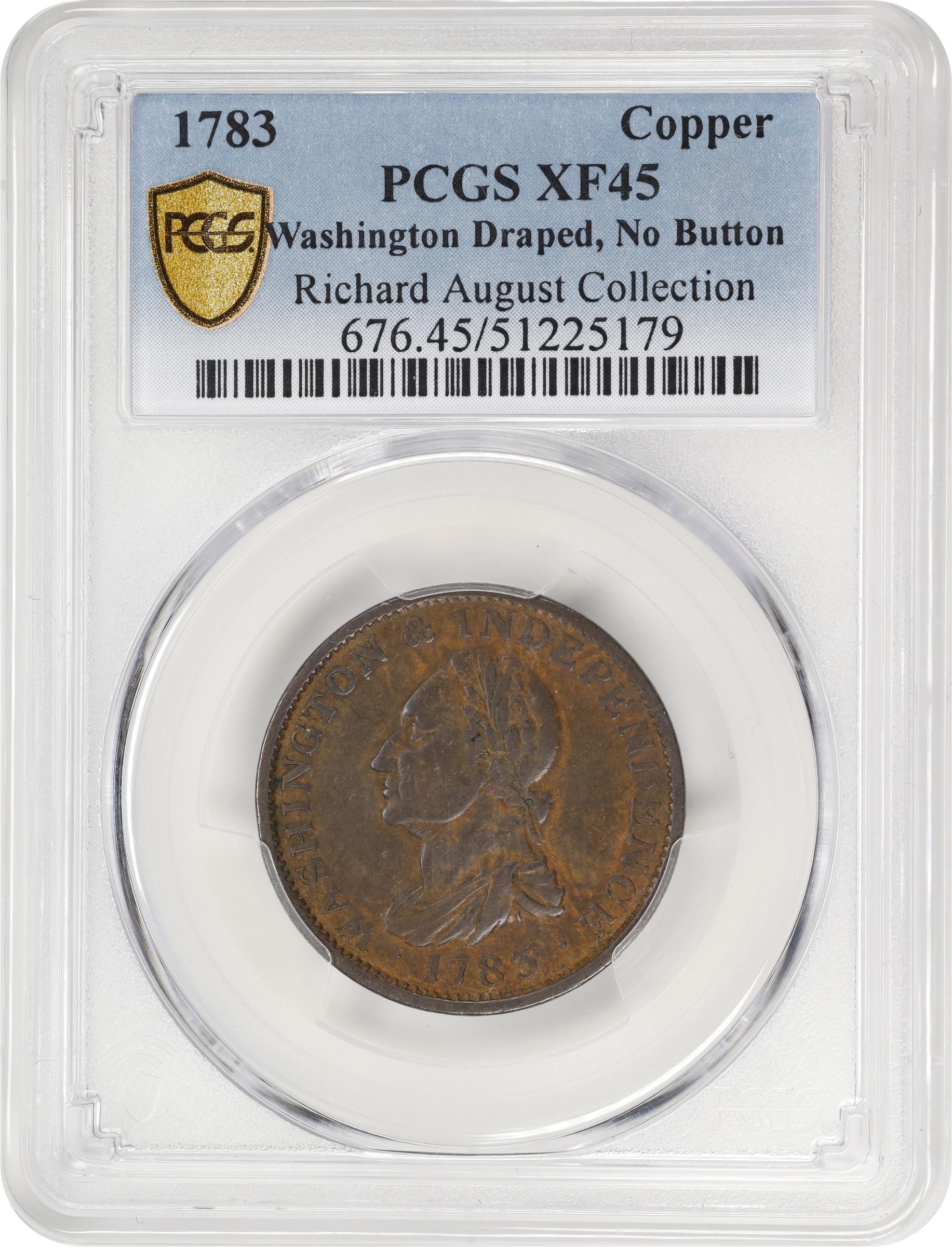 image for: "1783" (ca. 1820) Washington Draped Bust Copper. Musante GW-106, Vlack 13-J, Baker-2, W-10300. No Button. Copper. Plain Edge. EF-45 (PCGS).
