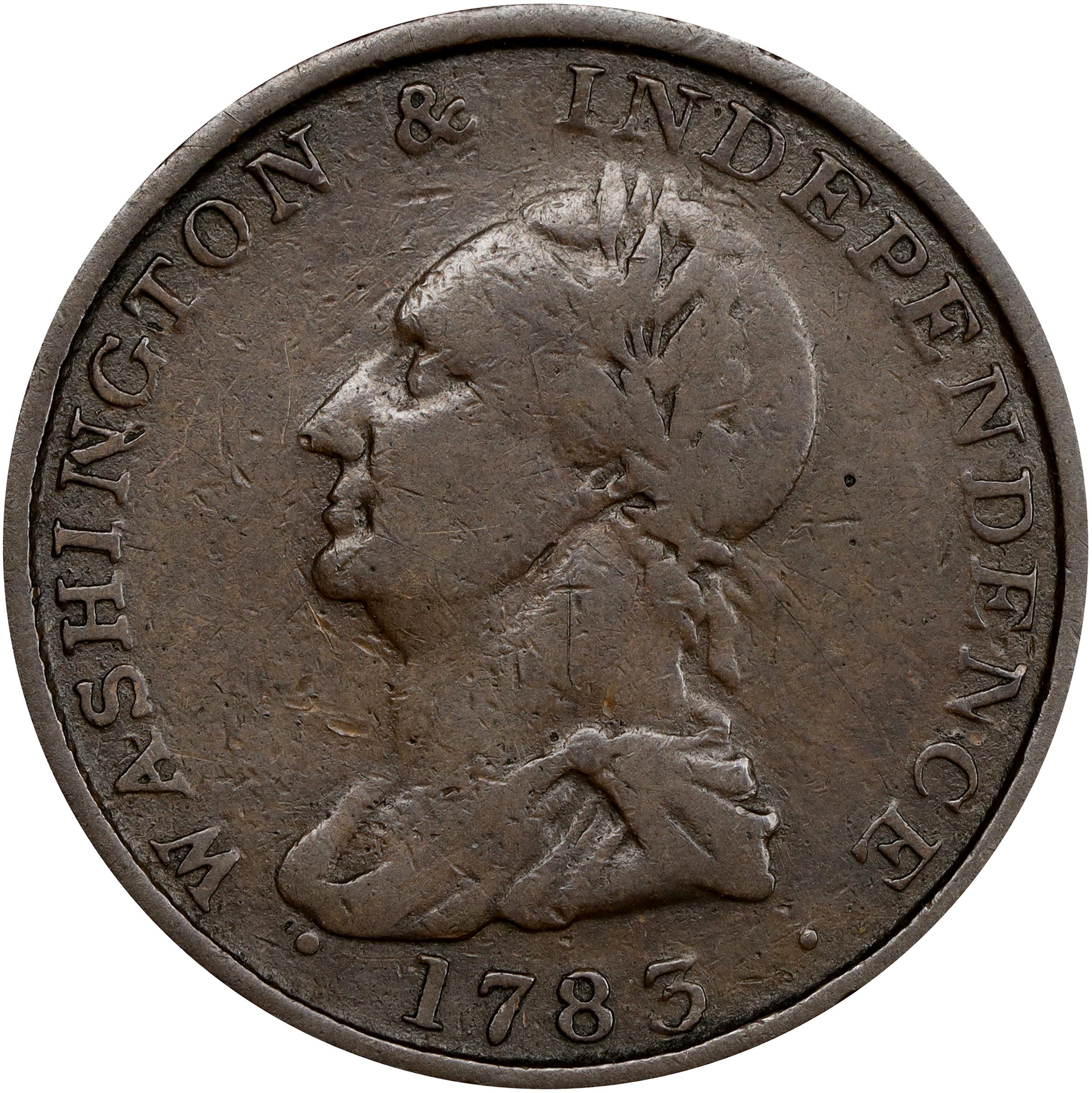image for: "1783" (ca. 1820) Washington Draped Bust Copper. Musante GW-108, Vlack 20-P, Baker-5, W-10410. With Button. VF-25 (PCGS).