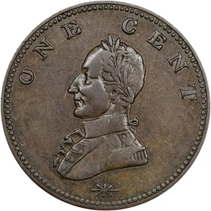 image for: Undated (ca. 1820) Washington Double-Head Cent. Second Obverse. Musante GW-111, Baker-6B, Vlack 29-Y, W-11210. Copper. Plain Edge. AU-50 (PCGS).