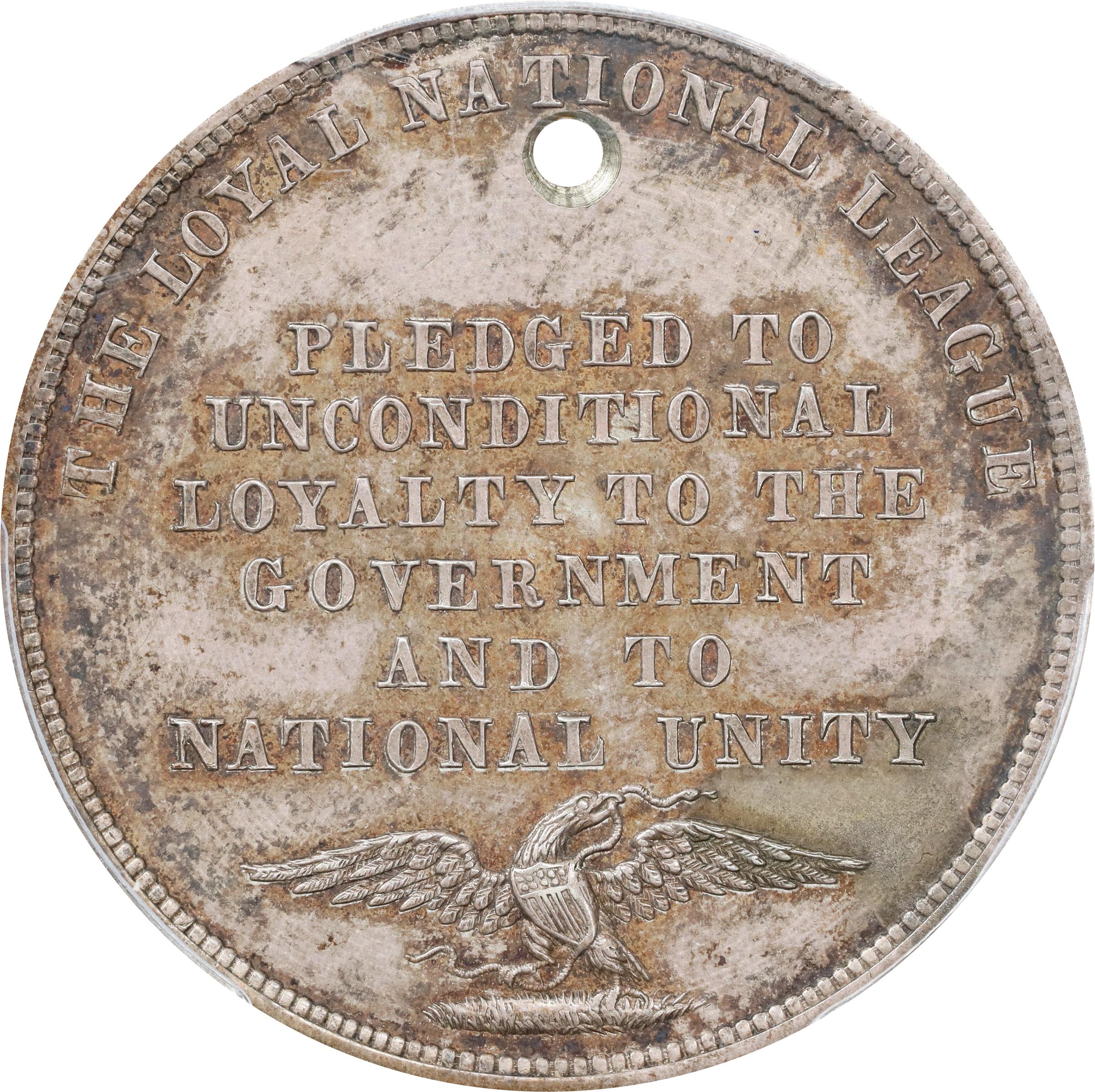 image for: Undated (ca. 1861) Loyal National League Medal. HK-874. Rarity-6. Silver. Unc Details--Holed (PCGS).