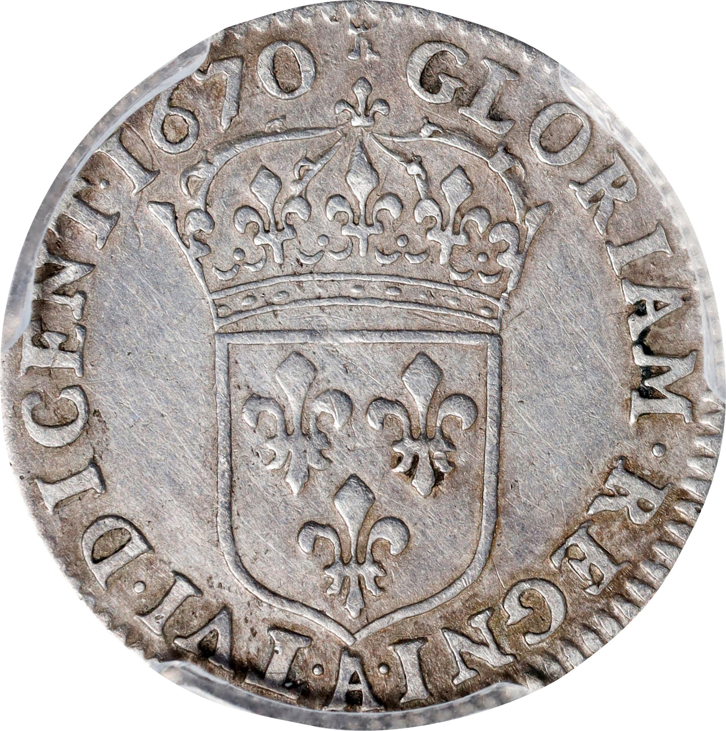 image for: 1670-A French Colonies 5 Sols. Paris Mint. Martin 11-C, Lecompte-186, Hodder-3, W-11605. VF Details--Cleaned (PCGS).