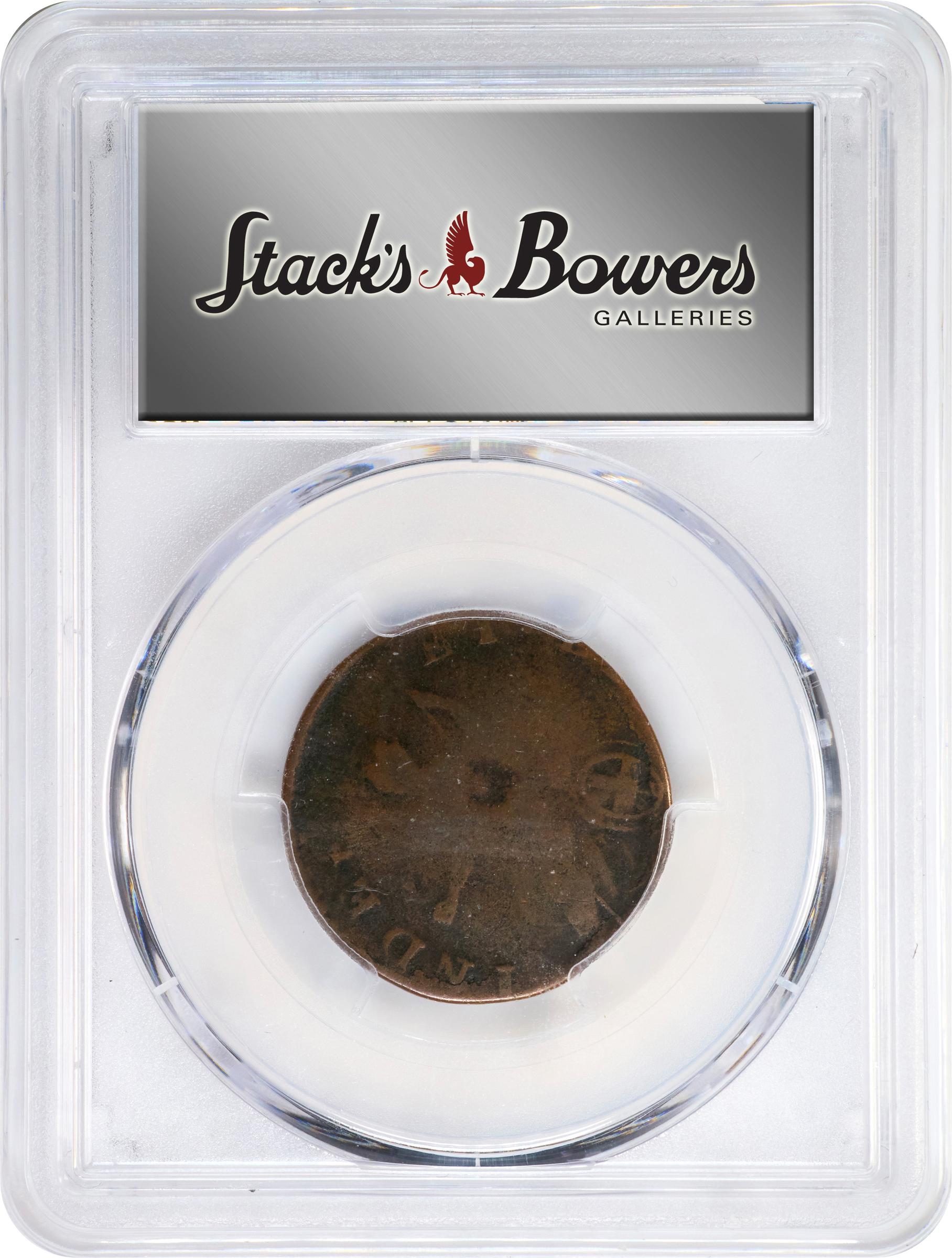 image for: 1788 Vermont Copper. RR-39, Bressett 25-U, Miller 1-I, W-2265 and W-4400. Rarity-5-. Mailed Bust Right, Small Head, Vermont Reverse. VG Details--Damage (PCGS).