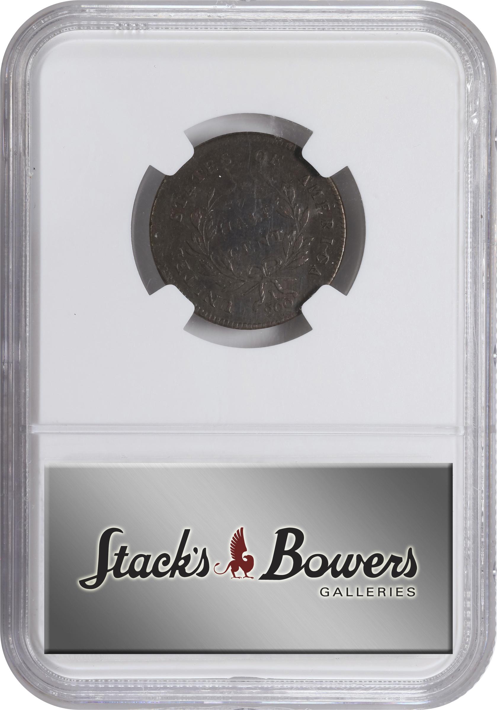 image for: 1797 Liberty Cap Half Cent. C-1. Rarity-2. 1 Above 1, Plain Edge. AU Details--Cleaned (NGC).
