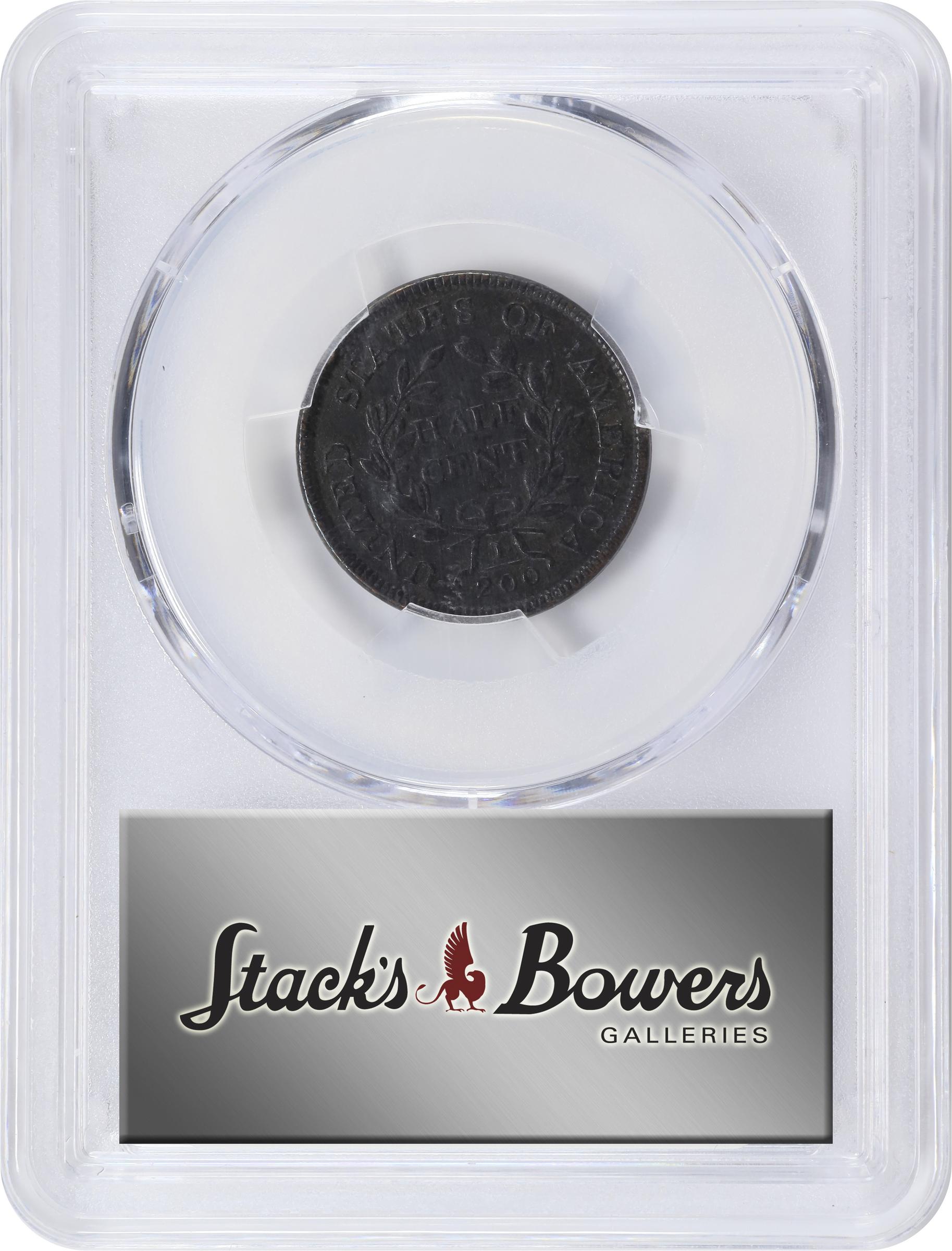 image for: 1805 Draped Bust Half Cent. C-2. Rarity-5. Small 5, Stems to Wreath. EF Details--Environmental Damage (PCGS).