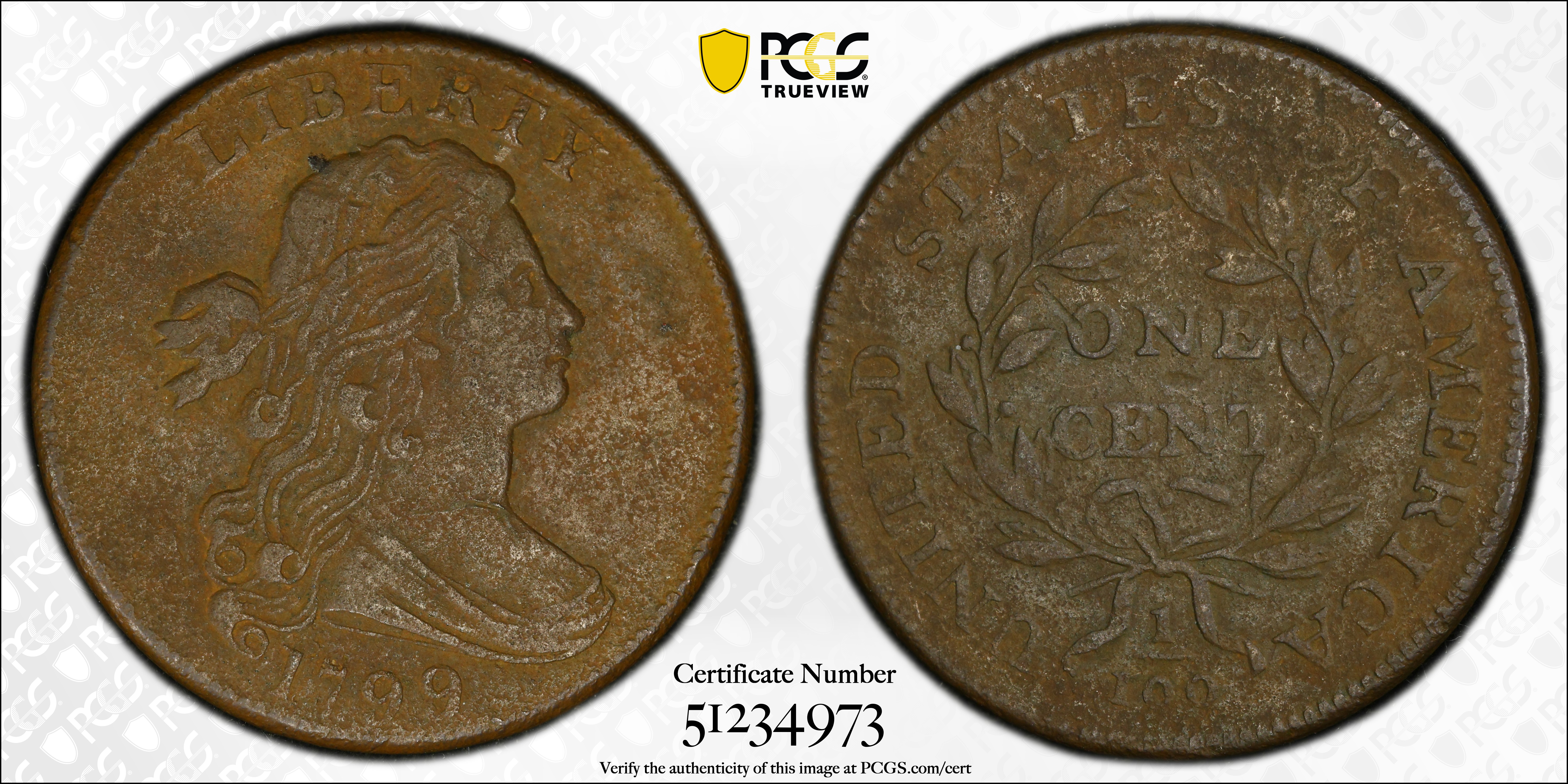 image for: 1799/8 Draped Bust Cent. S-188, B-2. Rarity-4. EF Details--Environmental Damage (PCGS).