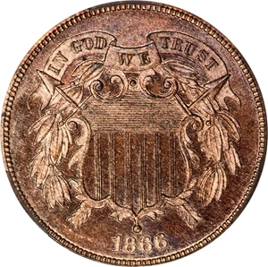 image for: 1866 Two-Cent Piece. Proof-66 RB Cameo (CACG).