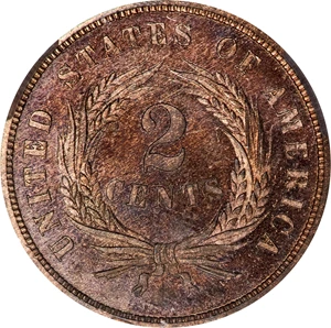 image for: 1866 Two-Cent Piece. Proof-66 RB Cameo (CACG).