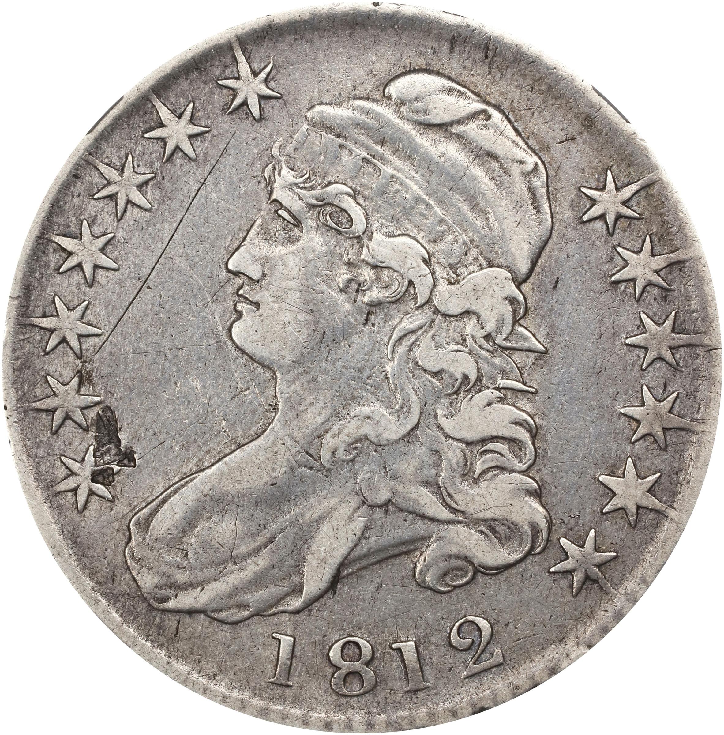 image for: 1812 Capped Bust Half Dollar. O-110b. Rarity-6. Single Leaf Below Wing. EF Details--Obverse Damage (NGC).