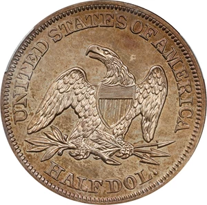 image for: 1858 Liberty Seated Half Dollar. Proof Details--Questionable Toning CACG).