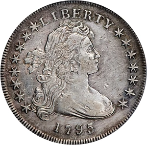image for: 1795 Draped Bust Silver Dollar. BB-51, B-14. Rarity-2. Off-Center Bust. VF Details--Damage (PCGS).