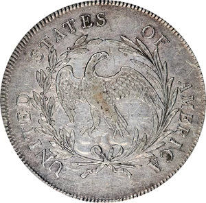 image for: 1795 Draped Bust Silver Dollar. BB-51, B-14. Rarity-2. Off-Center Bust. VF Details--Damage (PCGS).
