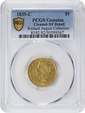 image for: 1839-C Liberty Head Half Eagle. Winter-1. EF Details--Cleaned (PCGS).