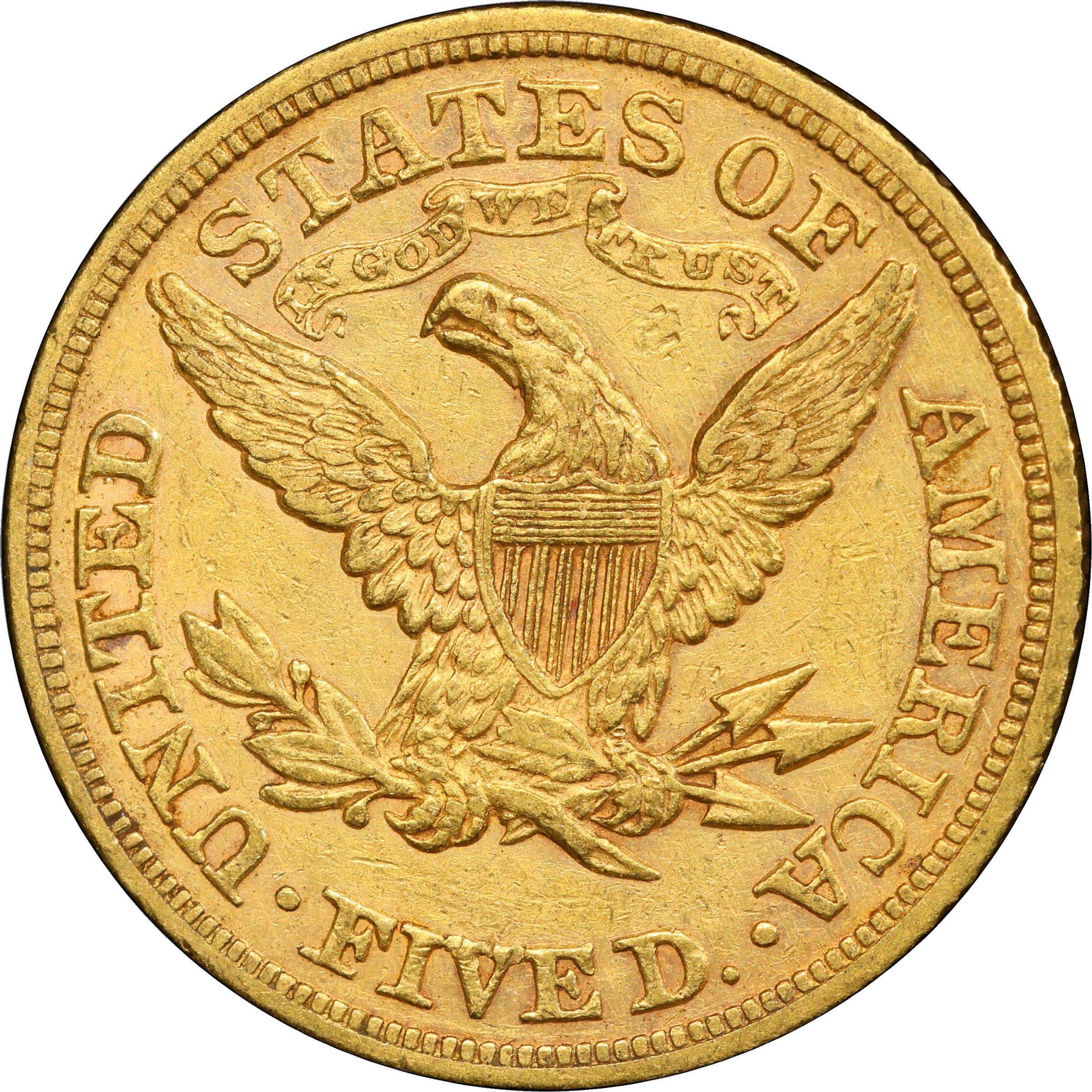image for: 1867 Liberty Head Half Eagle. AU Details--Cleaned (PCGS).