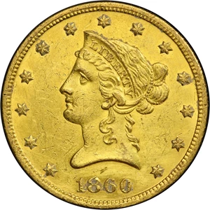 image for: 1860-O Liberty Head Eagle. Winter-2. Unc Details--Harshly Cleaned (PCGS).