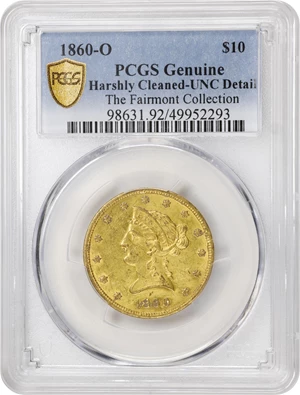 image for: 1860-O Liberty Head Eagle. Winter-2. Unc Details--Harshly Cleaned (PCGS).