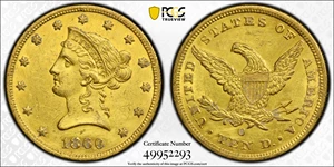 image for: 1860-O Liberty Head Eagle. Winter-2. Unc Details--Harshly Cleaned (PCGS).