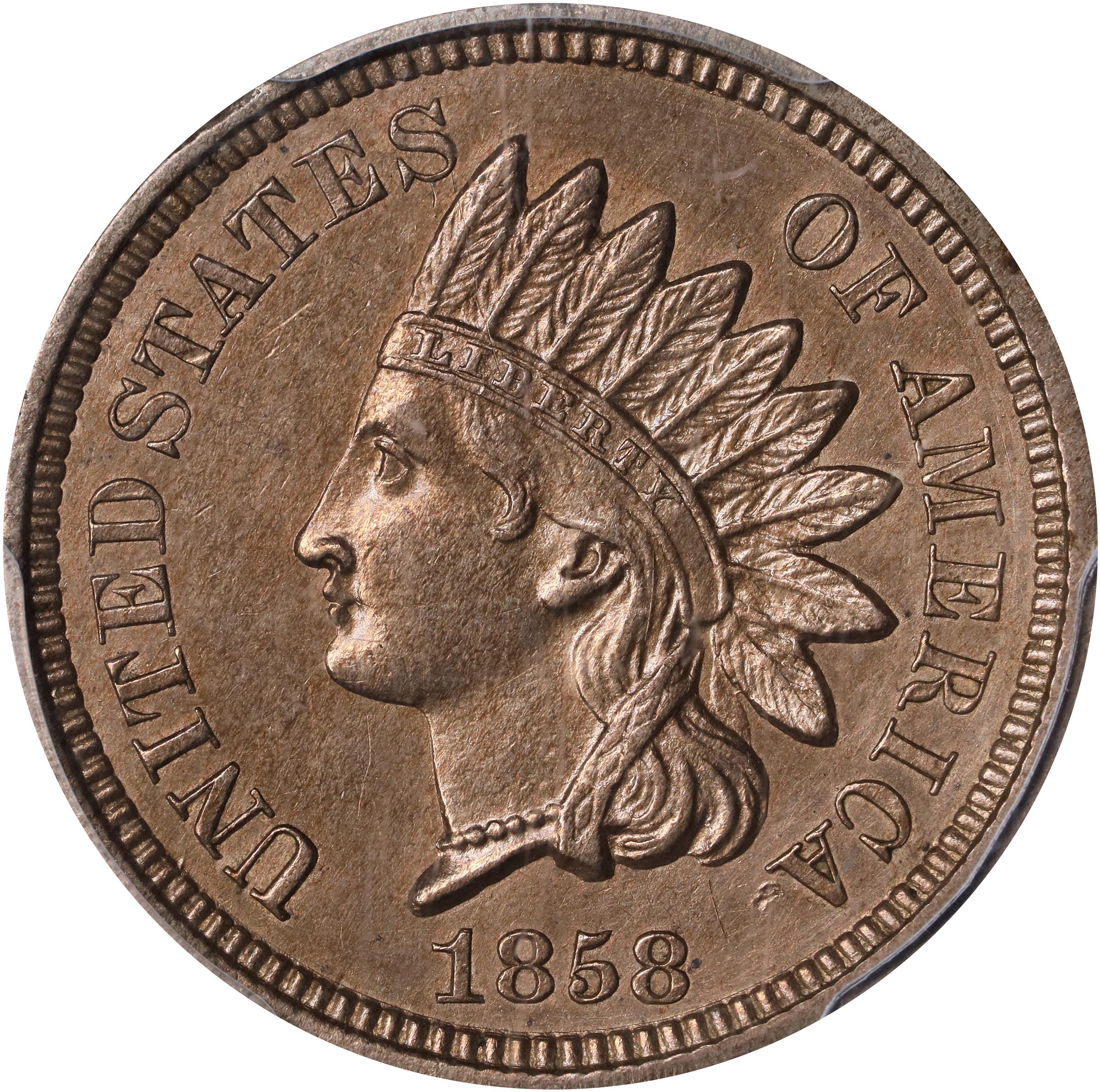 image for: 1858 Pattern Indian Cent. Judd-211, Pollock-262, Snow-PT26a, Snow Die Pair II. Rarity-4. Copper-Nickel. Plain Edge. Proof. Unc Details--Cleaned (PCGS).