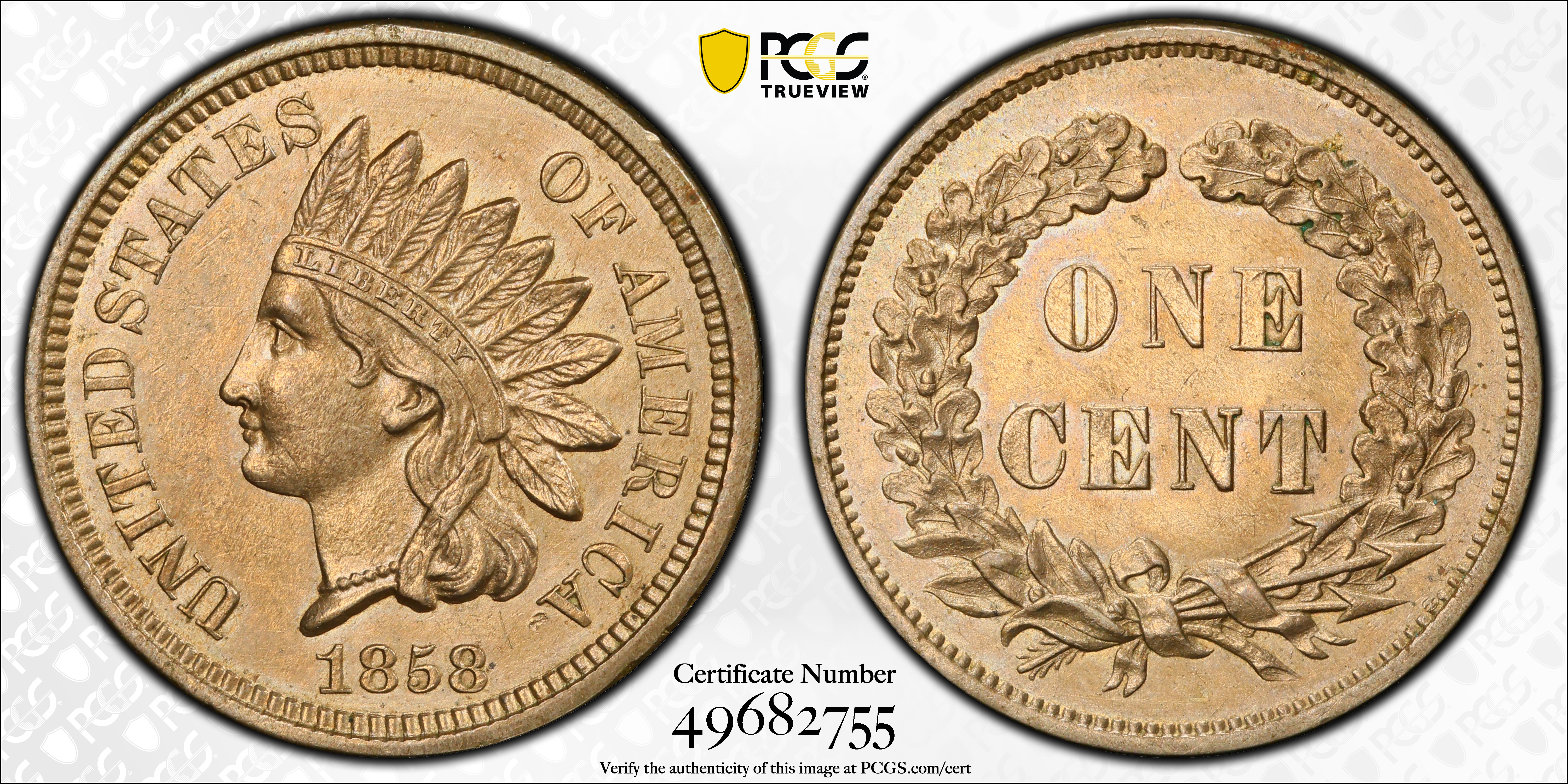 image for: 1858 Pattern Indian Cent. Judd-211, Pollock-262, Snow-PT26a, Snow Die Pair II. Rarity-4. Copper-Nickel. Plain Edge. Proof. Unc Details--Cleaned (PCGS).