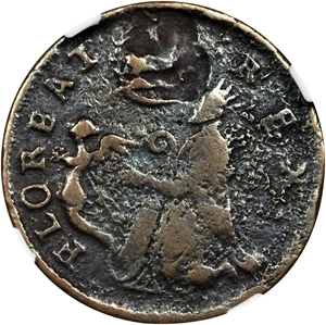 image for: Undated (ca. 1652-1674) St. Patrick Farthing. Martin 1c.6-Ca.2, W-11500. Rarity-5. Copper. Nothing Below King. VG Details--Environmental Damage (NGC).