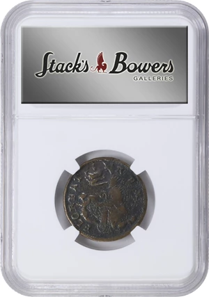 image for: Undated (ca. 1652-1674) St. Patrick Farthing. Martin 1c.6-Ca.2, W-11500. Rarity-5. Copper. Nothing Below King. VG Details--Environmental Damage (NGC).