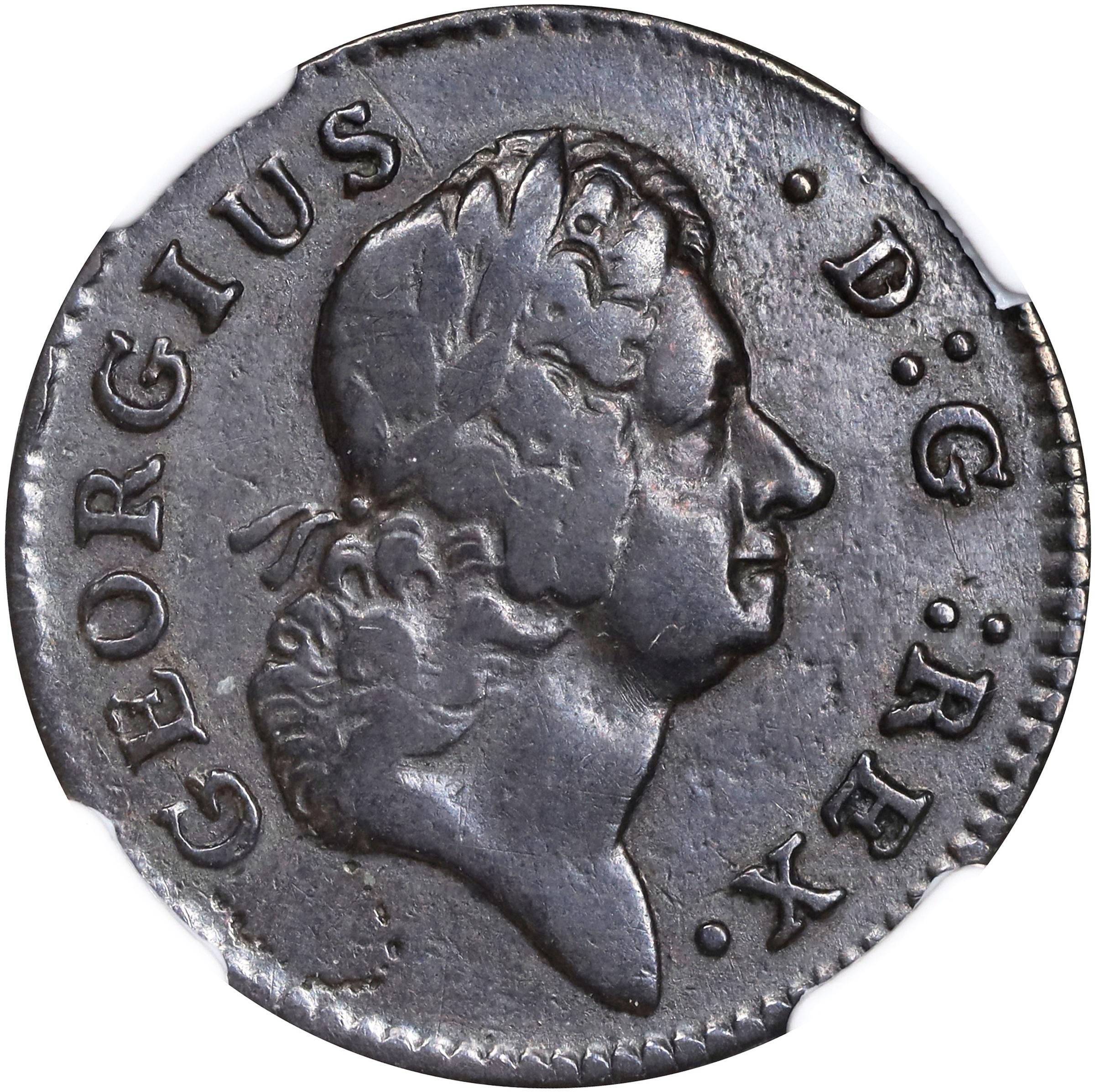 image for: 1723 Wood's Hibernia Farthing. Martin 1.1-Bc.1, W-12240. Rarity-5. D: G: REX. VF Details--Obverse Damage (NGC).