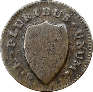 image for: 1786 New Jersey Copper. Maris 23-R, W-4945. Rarity-3. Curved Plow Beam, Narrow Shield, Blundered Six. Fine.