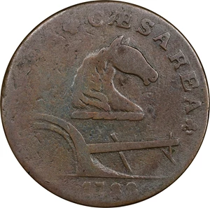 image for: 1788 New Jersey Copper. Maris 77-dd (DS1), W-5535. Rarity-3. Head Right, Running Fox Before Legend. Good, Cleaned.