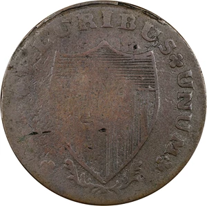 image for: 1788 New Jersey Copper. Maris 77-dd (DS1), W-5535. Rarity-3. Head Right, Running Fox Before Legend. Good, Cleaned.