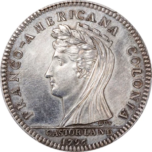 image for: "1796" (post-World War I) Castorland Medal, or Jeton. Paris Mint Restrike. W-9165. Silver. Plain Edge with (cornucopia) 1ARGENT. AU Details--Cleaned (PCGS).
