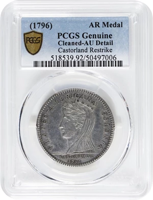 image for: "1796" (post-World War I) Castorland Medal, or Jeton. Paris Mint Restrike. W-9165. Silver. Plain Edge with (cornucopia) 1ARGENT. AU Details--Cleaned (PCGS).