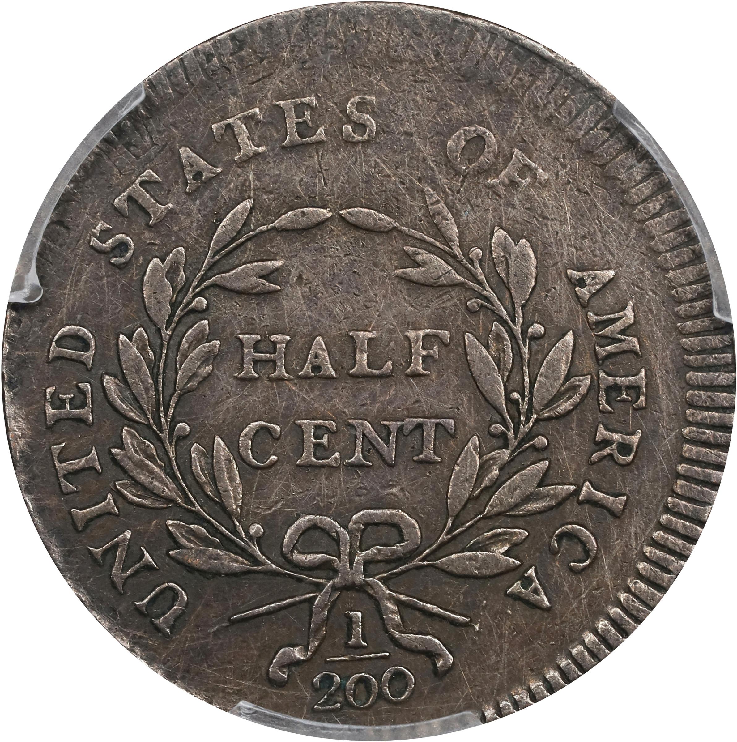 image for: 1795 Liberty Cap Half Cent. C-6a. Rarity-2. Plain Edge, No Pole. Thin Planchet. VF Details--Filed Rims (PCGS).