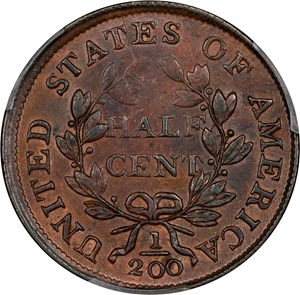image for: 1803 Draped Bust Half Cent. C-3. Rarity-1. Widely Spaced 3. AU Details--Cleaned (PCGS).