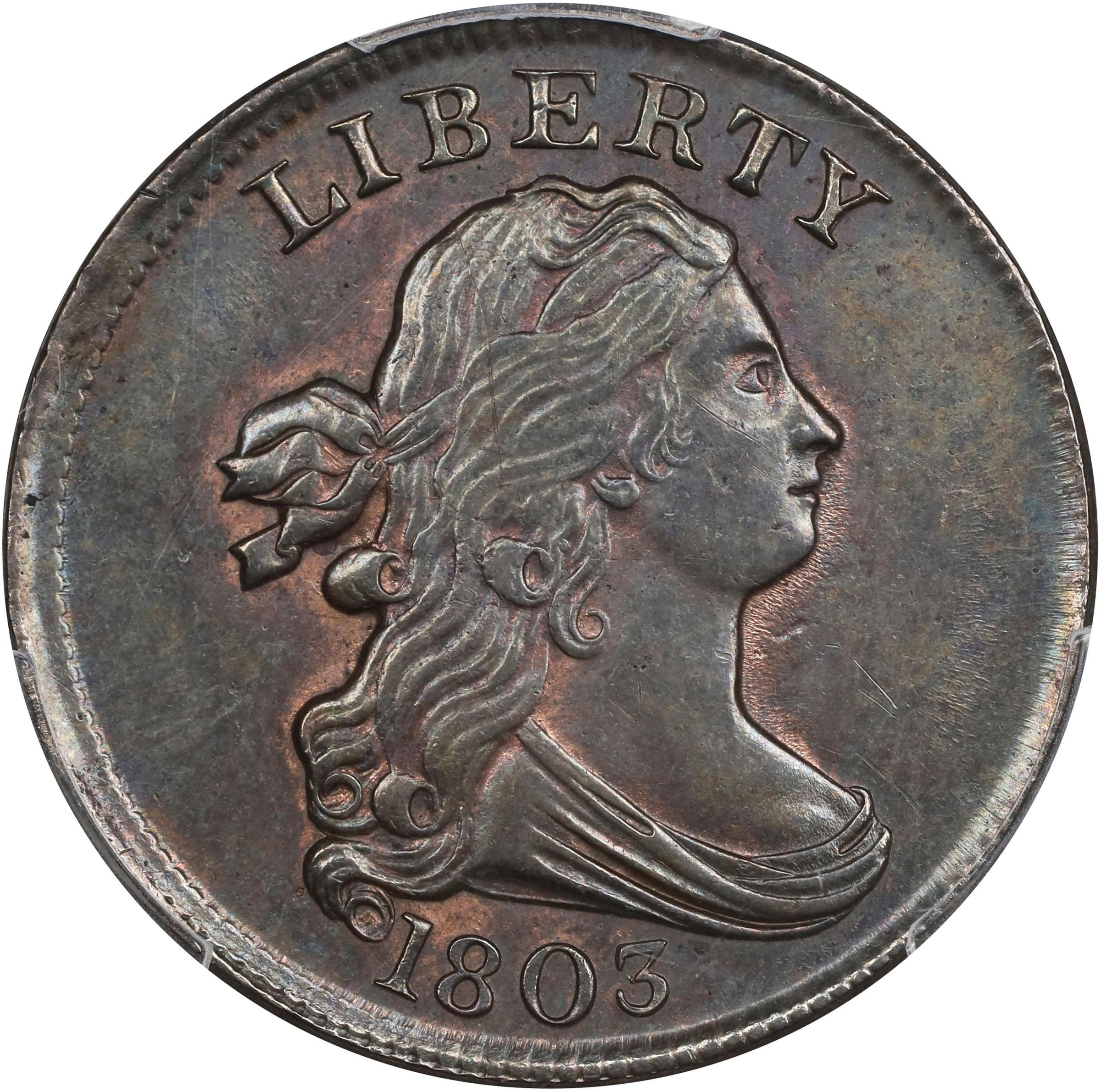 image for: 1803 Draped Bust Half Cent. C-4. Rarity-3. Unc Details--Damage (PCGS).