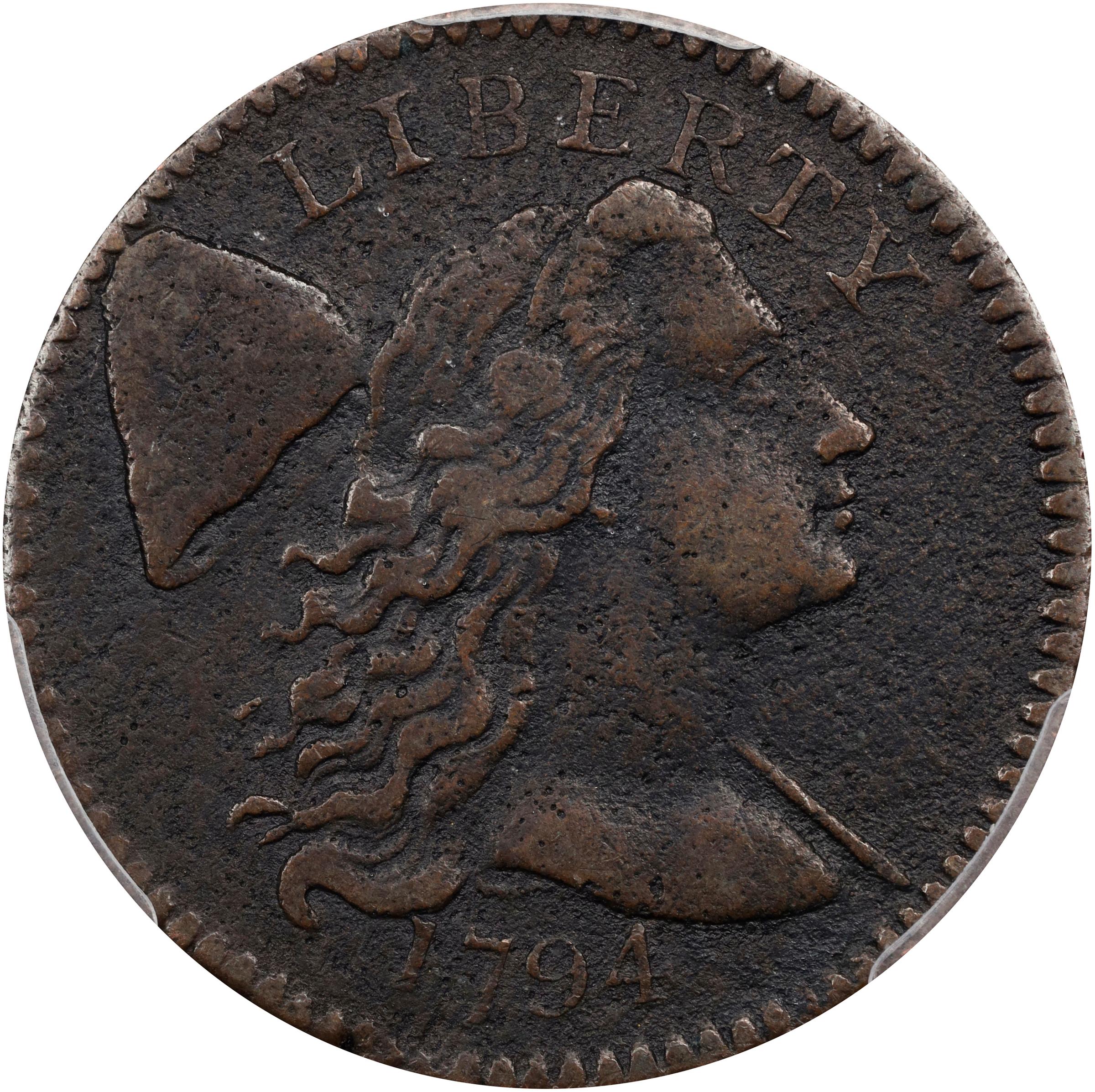 image for: 1794 Liberty Cap Cent. S-61, B-53. Rarity-4. Head of 1794. EF Details--Environmental Damage (PCGS).