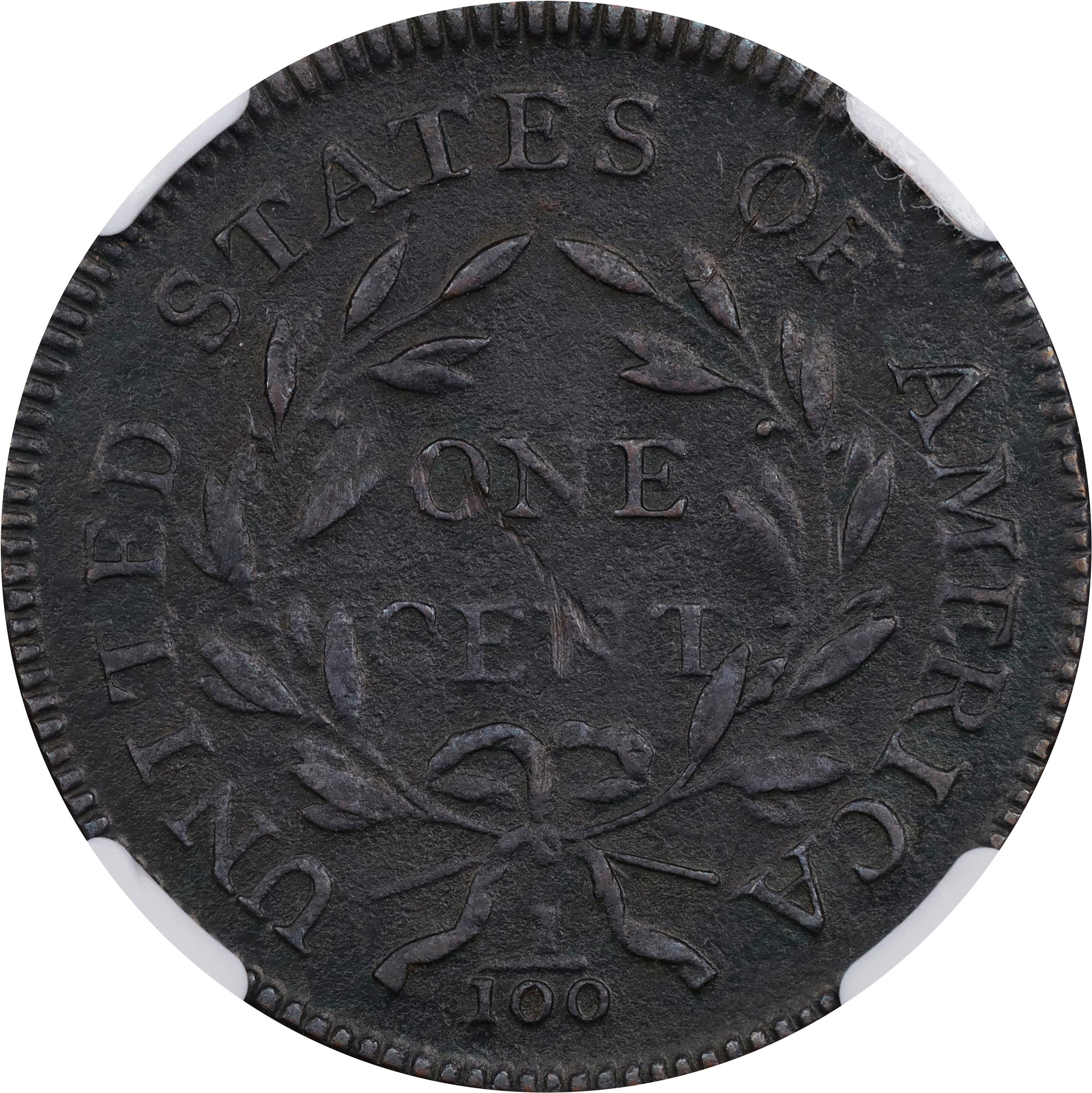 image for: 1797 Draped Bust Cent. S-120B, B-2a. Rarity-2. Reverse of 1795, Gripped Edge. EF Details--Burnished (NGC).