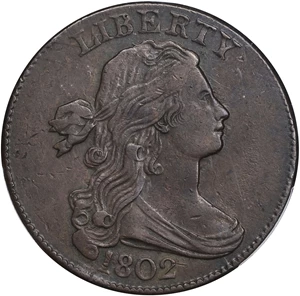 image for: 1802 Draped Bust Cent. S-230, B-8. Rarity-1. EF Details--Cleaned (PCGS).